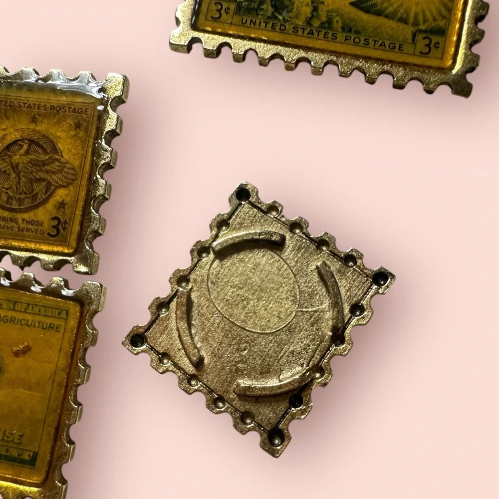 Vintage Nony New York Vintage Tie Clips Postage Stamp Design